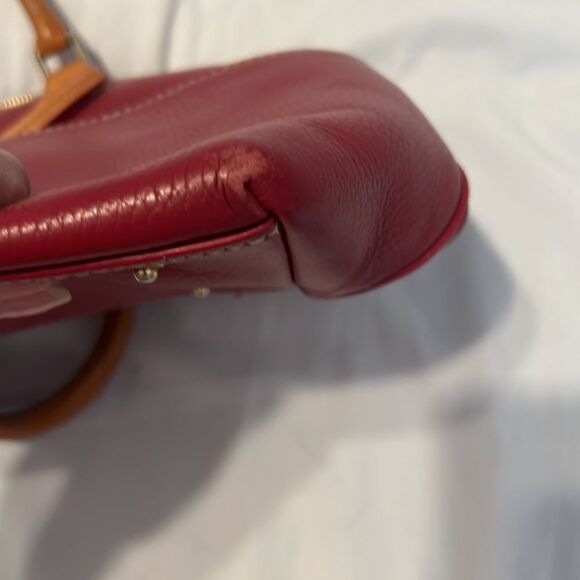 Dooney & Bourke Redish Leather Satchel with Tan Straps and Zipper Pulls EUC - Picture 14 of 17